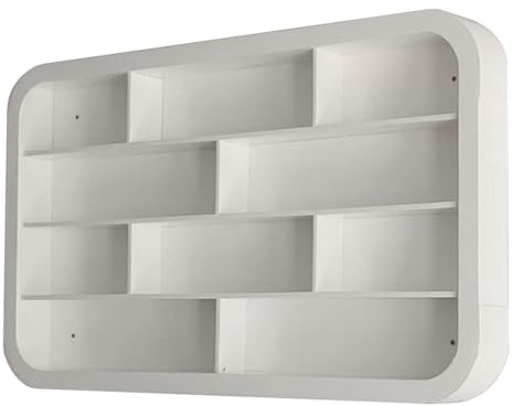 ZBJDX Grande Espositore per Smalti per Salone di Bellezza, Organizer per Oli Essenziali da Parete, Mensola da Parete in Legno Bianco per Profumi,0.8m