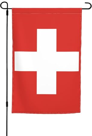 TYUMH Bandera suiza impresa para jardín, bandera decorativa de 12 x 18 pulgadas, para uso en patios, jardines, macetas y balcones