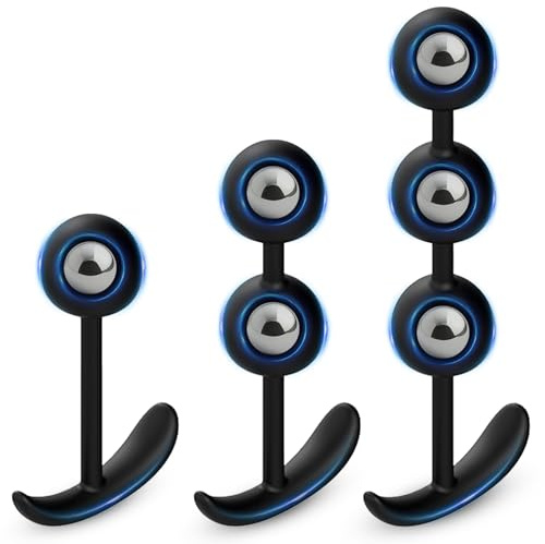 BDSMYEE 3 Stücke Silikon Analkugeln Set, Anal Beads Analplugs mit Eingebauter Stahlkugel, Analdehner Analkette G-Punkt Stimulator Analspielzeuge für Paare extrem sex