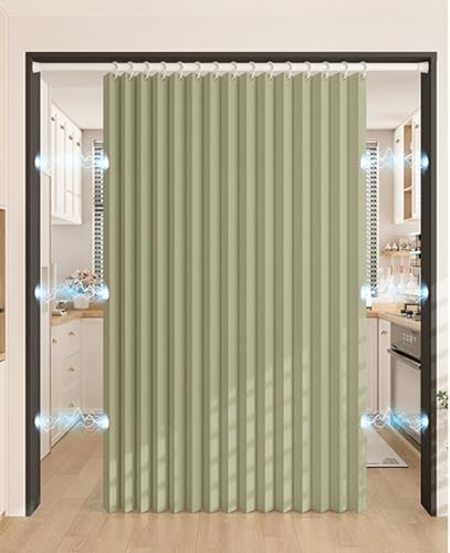Tenda Pieghevoli per Porta Interna, Tende Magnetica a Soffietto da Interno Oscuranti, Tende Pieghevoli a Fisarmonica per Armadi Senza Porta con Asta Telescopica
