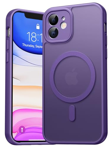EASDNB für iPhone 11 Hülle für Magsafe mit Kameraschutz, Magnetisch Handyhülle für iPhone 11 Stoßfeste Kratzfeste Durchscheinende Matt Rückseite Schutzhülle für iPhone 11 Case, Lila