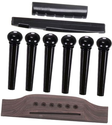 AKOOSY Gitarrenbrückenstift 9 Stück und Kunststoff Poliert und Gebrauchsfertig für Akustische Gitarre mit Sattel und Mutter als Ersatzteil für Gitarrenzubehör