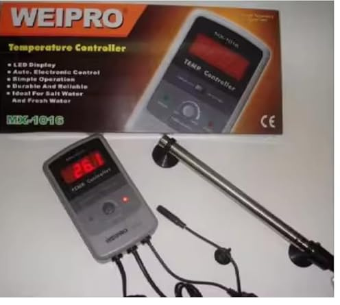 Marine Color Digital Aquariumheizer MX-1019 350W mit Temperaturregler und LCD, Edelstahl Heizung für Süß- und Meerwasseraquarien, Doppel-LED Anzeige, Automatische elektronische Steuerung