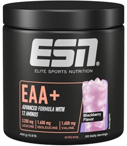 ESN EAA+, Blackberry, 400 g, tutti i 9 aminoacidi essenziali (EAA) e vitamina B6, 3,2 g di leucina per porzione, solubilità ottimale, vegano - prodotto in Germania