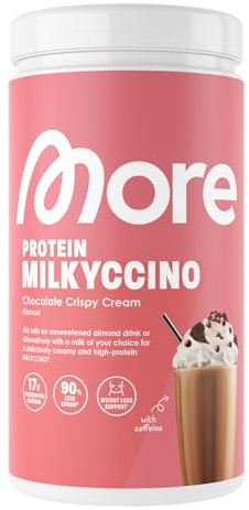 MORE Protein Milkyccino, Chocolate Crispy Cream, 500 g | Mix aus Whey Konzentrat und Casein ideal zum Muskelaufbau und -erhalt, mit Koffein & Laktase - made in Germany