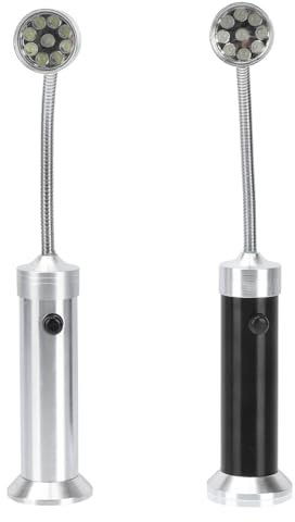 DOITOOL Linterna LED Flexible para Barbacoa 9 Leds Luz Potente Multifunción Imán Fuerte para Fijación 2 Piezas Negro y Plata Adecuado para Exteriores y Camping
