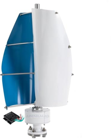 AISINILALAO Kit Generatore Eolico da 5000 W con Controller E 2 Pale Regolazione Automatica della Direzione del Vento Turbina Eolica A Spirale 12V 24V 48V per Casa, Yacht, Gazebo,24v