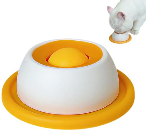 Slow Feed Rolling Cat Treat Dispenser, Cat Treat Toy for Dogs and Cats, Food Grade Cat Lick Ball with Anti-Slip Base, Rolling Lick Feeder for Anxiety Relief, Perfect for Small Pets and Training