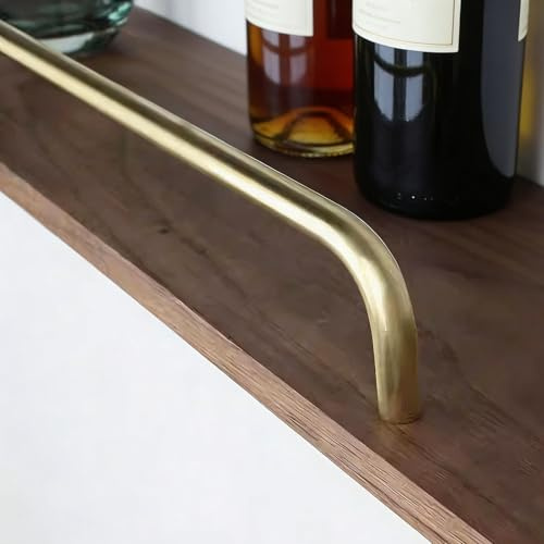 Heavy Duty Fence Shelf Rail for Wine Rack Bookcase, Anti-Fall Brass Shelves Railing with Screws, Customizable Length Cabinet Drawer Pulls(⌀ 8mm,31in(79cm))