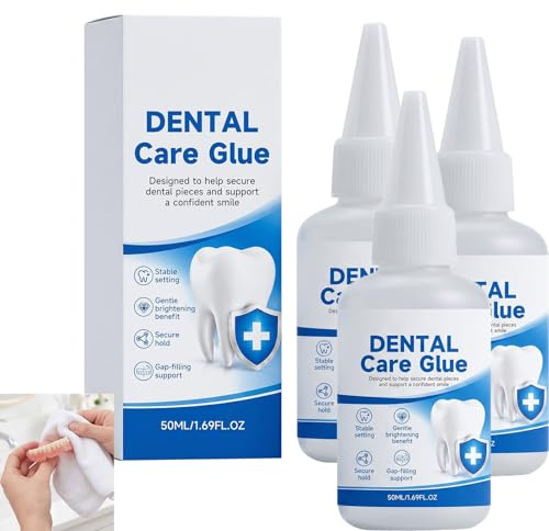 Colla Per la Cura Dei Denti,Cure Orali,Termoplastico Den/ture Adesivo,Denture Adhesi,Per Fissare Ammaccature Denti Falsi,Fissaggio Forte Della Dentiera,50ml*3pc