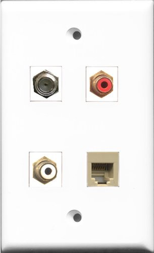 RiteAV 1 porta RCA rosso e 1 porta RCA bianco e 1 porta cavo coassiale TV- tipo F e 1 porta telefono RJ11 RJ12 beige
