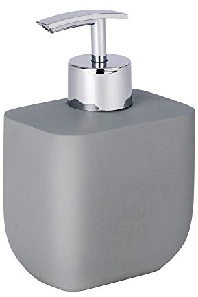 WENKO 22030100 Seifenspender Concrete Fassungsvermögen 0.3 L, Polyresin, grau, 6.5 x 9.30 x 14 cm