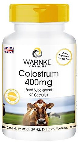 Colostrum 400mg, Rich in Amino acids, BSE-Free, 90 Capsules, Without Silicon Dioxide | Warnke Vitalstoffe - German Pharmacy Quality