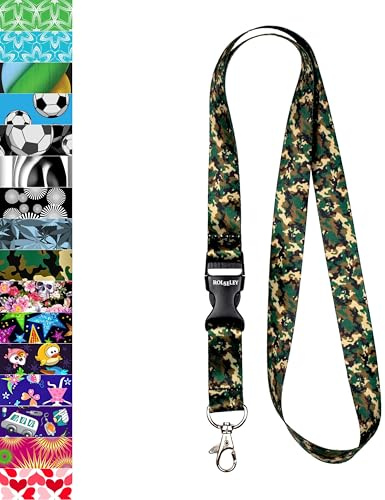 Cinta colgante para soporte de tarjetas de identificación con clip metálico, color 1 Camouflage