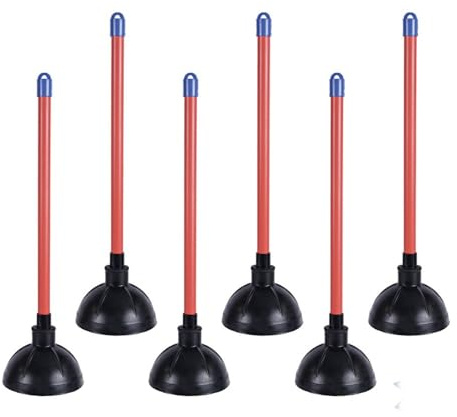 Boardwalk 528188 18 in. Plastic Handle 5.63 in. Dia. Toilet Plunger - Red/Black (6/Carton)