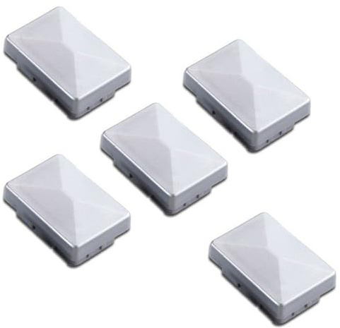Silberne Pfostenkappe aus Kunststoff für Metallpfosten 6 x 4 cm | 5 Stück, Pfostenabdeckung