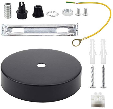 Rosone per lampadario da soffitto, con cavo e morsetto Flex, piastra di montaggio per luce, 100 mm, disponibile in vari colori nero opaco