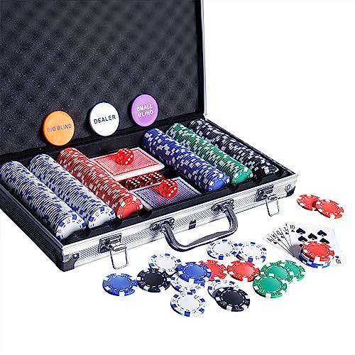 Set di fiche da poker - 300 fiches da poker con custodia in alluminio, chip da 11,5 grammi per blackjack Texas Holdem
