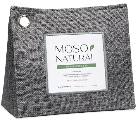 Moso Natural Air Purifying Bag 600g, Premium Bamboo Charcoal Odor Absorber, Room Deodorizer for Large Spaces, Bedroom, Kitchen, Basement, Pet Odor Eliminator for Home, 21oz Charcoal Bags