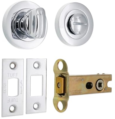 Bathroom Thumb Turn & Release with 76mm Deadbolt Lock Bolt Toilet Door Set (Polished Chrome)