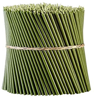 Danilovo Ritual Bienenwachs Kerzen (Grün) - Orthodoxe Kerzen für Gebet Tischdeko Hochzeit - Ungiftig, Ruß - Tropffrei, Lang, Nachhaltige Produkte, N100, Höhe: 16,5 cm, Ø 5,7 mm (100 stück)