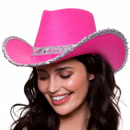 Wicked Costumes Texanischer Cowboy-Hut für Erwachsene, Kostüm- und Partyzubehör, Hot Pink, Pailletten
