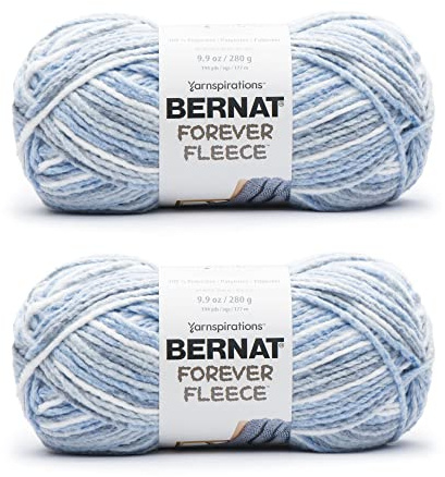 Bernat Forever Fleece Rain Yarn - 2 Pack of 280g/9.9oz - Polyester - 6 Super Bulky - 194 Yards - Knitting/Crochet