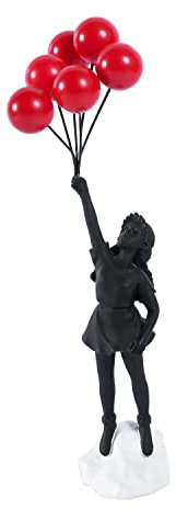 QZVANLON Statua di ragazza con palloncini volanti, sculture d'arte moderna per la decorazione domestica, scultura in resina ornamento artigianale, statuette da collezione decorazione per soggiorno