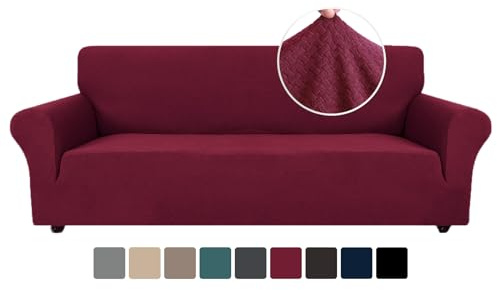 YSTYLE Stretchigt Sofföverdrag med armstöd 4-Sits, Elastiskt Pet Soff Cover Töjbart överdrag, Avtagbar Halkskydd Fåtöljöverdrag Möbel Maskintvättbar, Sofföverkast För Soffa Fåtölj, Bordeaux