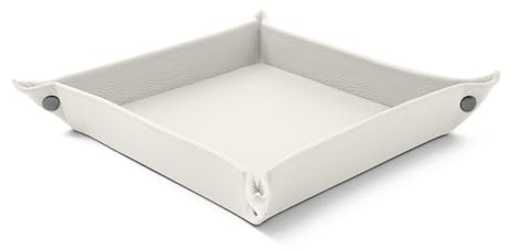 Eglooh - Iris - Taschenleerer aus echtem Leder Weiß - Schreibtisch-Organizer mit modernem Design - Ablagefach für Schlüssel, Münzen, Schmuck - cm 18 x 18 - Made in Italy