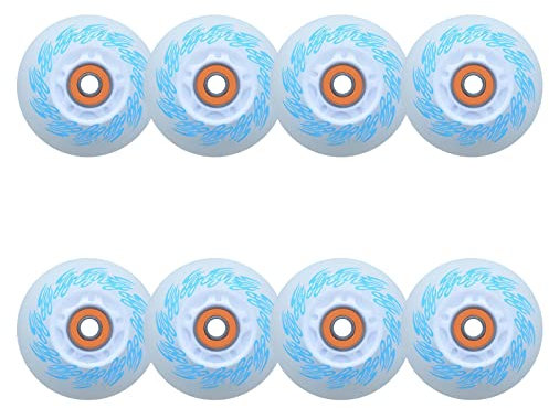 JHKJ 85A LED beleuchtete Inline-Skate-Räder 72 mm 76 mm 80 mm LED blinkende Ersatz-Inline-Skate-Räder mit Lagern (8 Stück),Blau,80mm