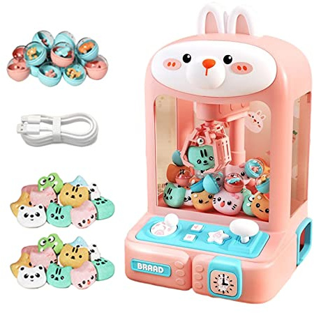 kowaku Mini Claw Machine Cartoon Electronic Game Indoor Mini Toy Vending Machines Mini Arcade Game Prizes Toy for Kids Adults, Rabbit 30 Dolls
