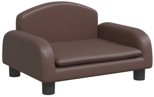 vidaXL Hundebett, Hundekissen mit weicher Polsterung, Hundesofa Hundecouch für kleine Hunde Haustiere, Haustierbett Katzenbett, Braun Kunstleder