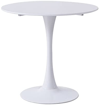 EGOONM Moderner Runder Esstisch mit Sockel, Mid-Century Freizeittisch für Küche, Esszimmer & Wohnzimmer (80 * 80 * 75cm, Weiß)