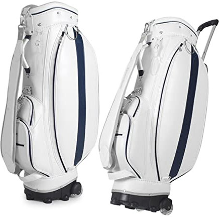 PRUJOY Trolley-Tasche mit Rollen, leichte Golfschläger-Trolley-Tasche, Golftasche, oberes Fach, gepolsterte Schultergurte (White)
