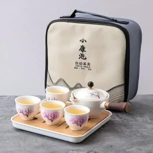 TUITA Service à thé Semi-Automatique, théière rotative en céramique, Service à thé Kung Fu, Service à thé de Voyage Portable, théière à poignée latérale, Service à thé Chinois
