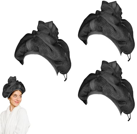 tongfeng Net Plopping Cap | Net Plopping Bonnet | Adjustable Mesh Plop Cap for Drying Curly Hair | Net Plopping Cap for Drying Curly Hair with Drawstring | Reusable Women Hair Net Snoods Black,