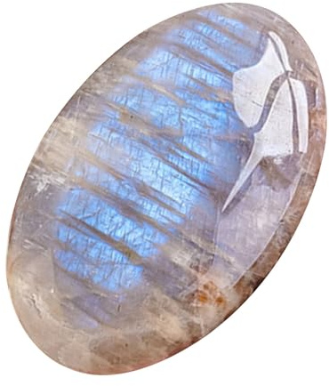 Poupangke Natürlicher Mondstein-Kristall – ovaler Cabochon-Mondstein, Mehrzweck-Mondstein, glatt, handgefertigt, eleganter Regenbogen-Mondstein, Edelstein für Druck- und Stressabbau, Meditation