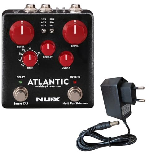 NUX NDR-5 Atlantic Delay och Reverb pedal effektanordning för gitarr + keepdrum strömförsörjning