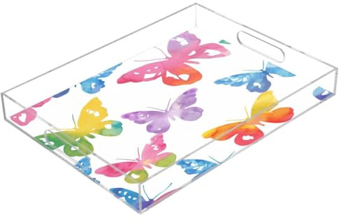 JUMBEAR Beaux plateaux de service en acrylique en forme de papillon – Plateaux transparents pour service alimentaire, restauration, fêtes, mariages, anniversaires – Plateaux à sandwich et buffets
