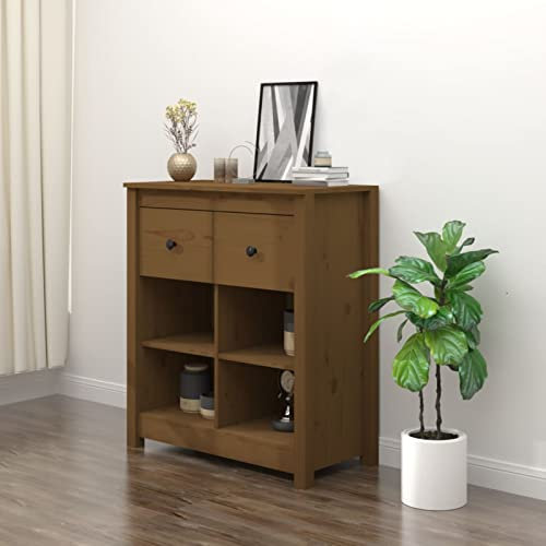 Somanki Sideboard Honigbraun 70x35x80 cm Massivholz Kiefer, Kommode Schlafzimmer, Kommoden & Sideboards, Wohnzimmerschrank, Flur Kommode, Zimmer Möbel - 813767