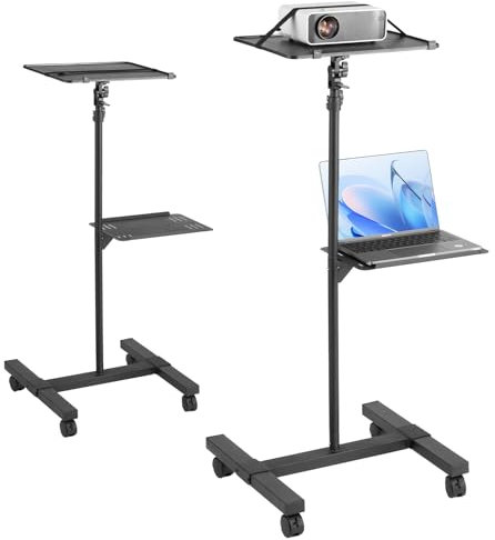 VEVOR Support de Projecteur avec Roulettes, Support Vidéoprojecteur sur Pied Hauteur Réglable 58-145,5 cm, Stand de Vidéoprojecteur avec 2 Plateaux, pour Cinéma en Plein Air Maison Bureau Scène Studio