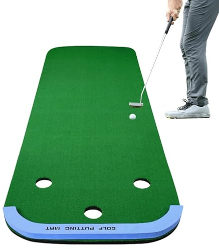 NQYZZFA Golf-Putting Für Drinnen Und Draußen, Golfsimulatoren Für Zu Hause, Grüne Putting-Matte Mit 3-Loch-Becher Für Golfübungen Und -Training, Golf-Pong-Spiel Zu Hause Oder Im Büro,Lawn
