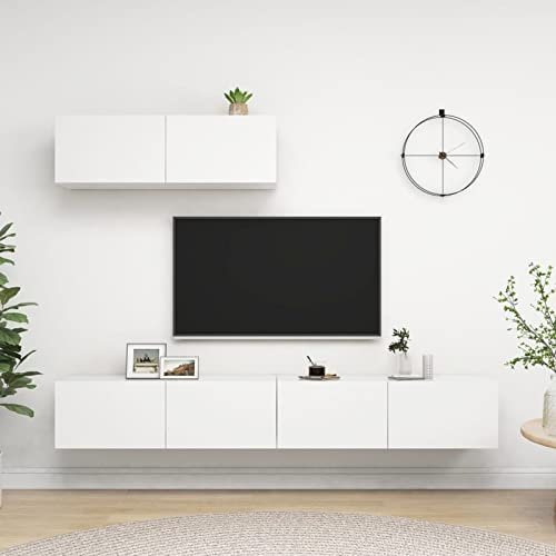 ShGaxin TV-bänk 3 stycken vit spånskiva, TV-skåp, vardagsrumsmöbler, TV-skåp, TV-skåp, komplett sovrum 3078703