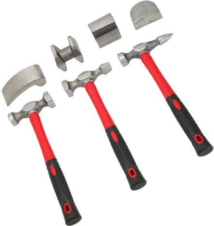 TKSE 7 Pezzi Martello per Riparazione Carrozzeria Auto Martello per Riparazione Carrozzeria e Strumento Dolly con Custodia per Il Trasporto