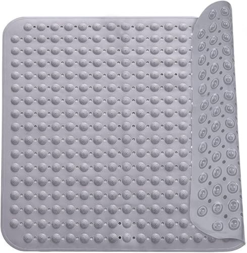 Tapis de Douche antidérapant, 48 x 48 cm, avec Ventouse, Lavable en Machine, carré, Gris