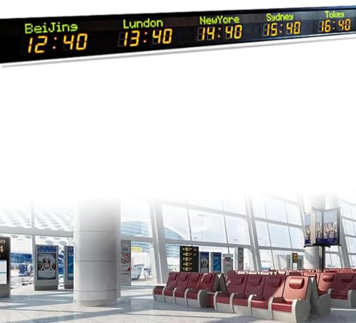 Orologio Digitale A Led A Colori Con Più Fusi Orari, Orologio Con Fusi Orari Mondiali, Orologio Parete Digitale A Led, 5 Livelli Regolazione Luminosità, Orologio Mondiale 3/4/5/6 Città,5time