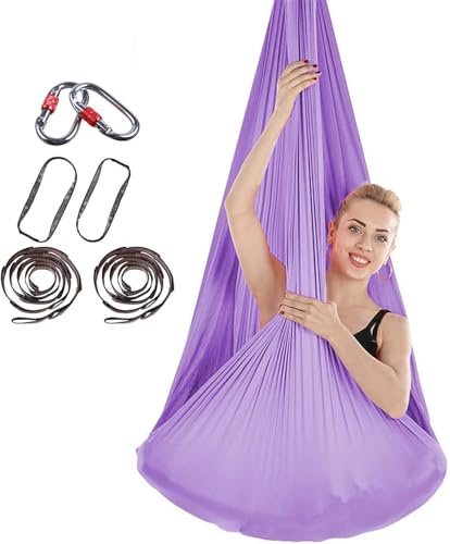 PRMTYUP Amaca per Yoga Aereo, Telo Verticale per Yoga, Asciugamano per Yoga da Appendere, Tessuti Aerei, Asciugamano per Yoga Aereo in Nylon con Accessori, per Adulti,012,4 * 2.8M