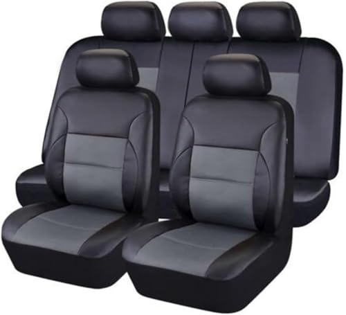 AUHOAZ Auto Pelle Coprisedili per Suzuki Vitara 2014-2025, Pelle Impermeabile Set Fodere Anteriori e Posteriori Copri Sedili Protezione Rivestimento Traspirante Accessori,Black Grey