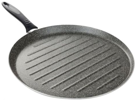 OISE ART STORE Trade Shop - Bistecchiera Tonda Rigata Padella Cucina Antiaderente AntiGraffio 7 Strati 34 Cm 045017m -